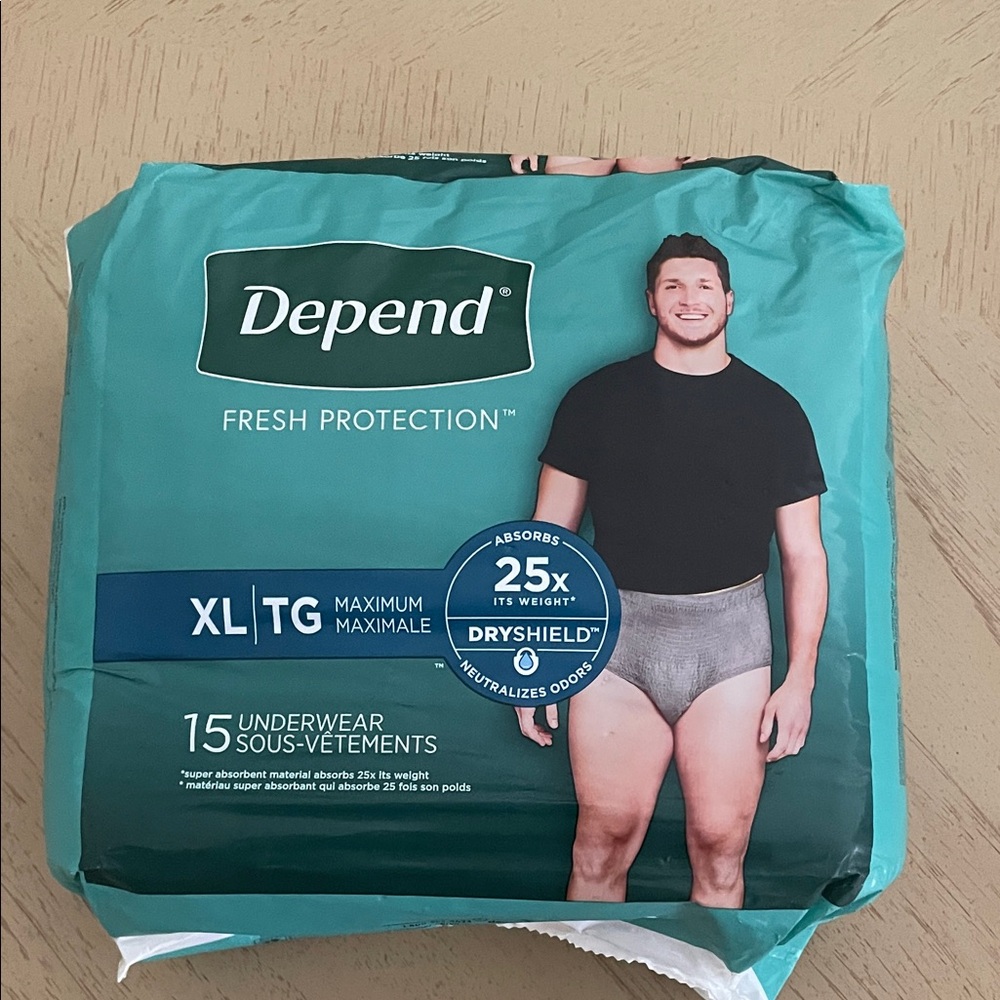 NWT Men's Depend Fresh Protection Adult Underwear XL 15 Count Sealed Maximum